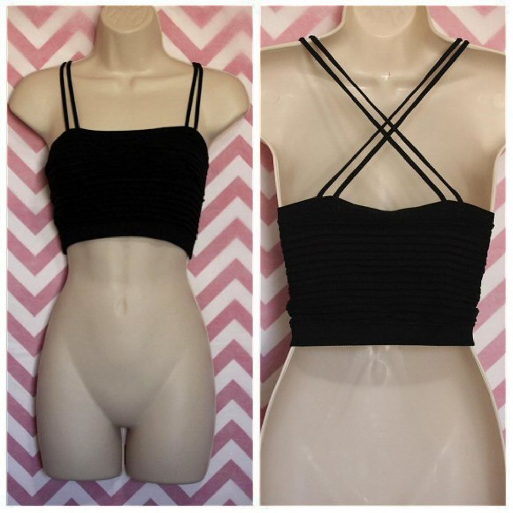 BCBGeneration Black Strappy Top Size M/L